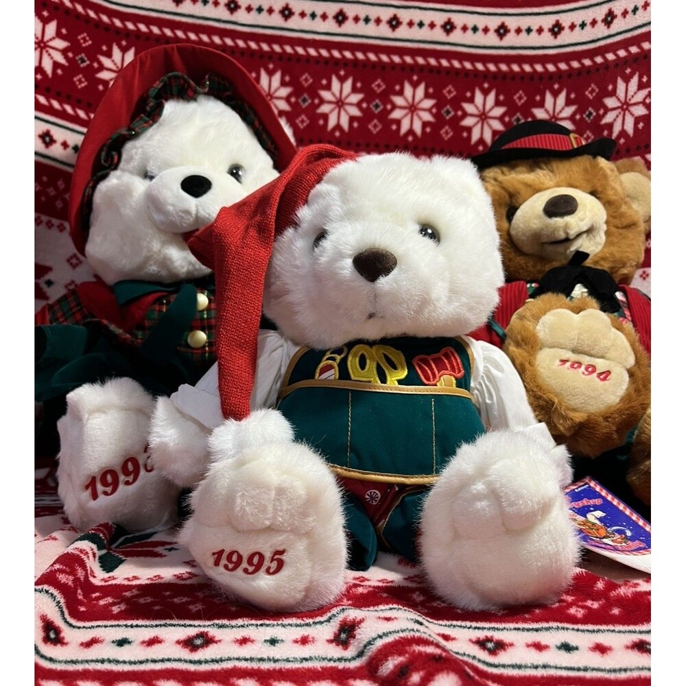 NEW Vintage Kmart CHRISTMAS BEAR Family Teddy Plush Velvet Stuffed 1993, 94, 95 - Picture 2 of 11